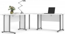 Rohový psací stůl Office 80400/303 bílá/silver grey