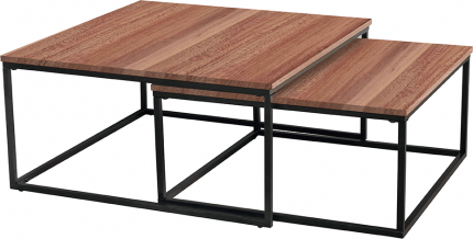 Konferenční stolek KASTLER TYP 1, set 2 kusů, ořech/černý kov