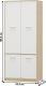 Šatní skříň TEYO 4- dveřová, bílá/dub sonoma