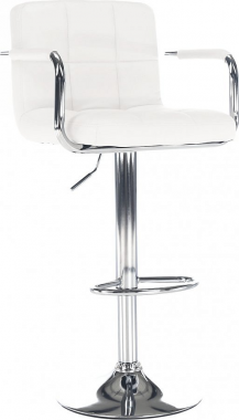 Barová židle LEORA 2 NEW, chrom/bílá ekokůže