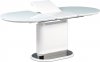 Rozkládací jídelní stůl AT-4020 WT, bílá lesk/sklo/nerez