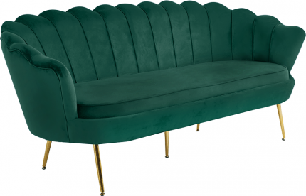 Luxusní pohovka, 3-sed, smaragdová Velvet látka / chrom zlatý, styl Art-deco, NOBLIN