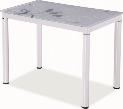 Jídelní stůl DAMAR, kov/sklo, bílý