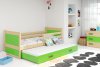 Dětská postel Riky II 90x200 s přistýlkou, borovice/růžová