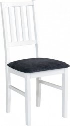NIEL 7  (NILO 7)-jídelní židle - dřevo bílá / nová grafitová látka.č.24B =Dora 95(pův.24Z***)- kolekce "DRE" (K150-E)