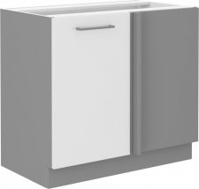 Rohová spodní kuchyňská skříňka Bolzano 105-ND-1F-BB-bílý lesk/šedá