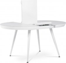 Rozkládací jídelní stůl HT-409M WT kulatý, bílý mramor/bílý kov