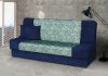 Rozkládací pohovka Marry s úložným prostorem, modrá/zelený vzor