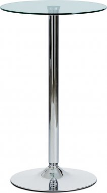 Kulatý barový stůl AUB-6070 CLR, sklo/chrom
