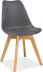 KRIS BUK- jídelní židle eco kůže ŠEDÁ/ nohy dřevo buk (KRISBUSZ) (S) (K150-E)