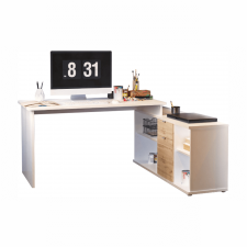 Rohový psací stůl DALTON 2 NEW VE 02 univerzální, bílá/dub wotan