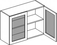 Horní kuchyňská skříňka MERCURY Zebra W80WMR 2-dveřová, béžová lesk/sklo