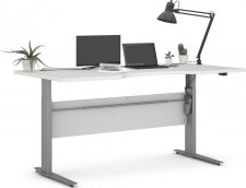 Psací stůl Office 474/448 výškově nastavitelný, bílá/silver grey