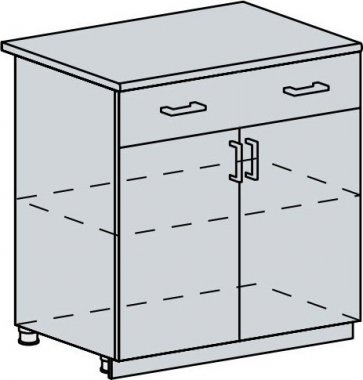 Spodní kuchyňská skříňka PROVENCE 80D1S2, 2-dveřová se zásuvkou, šedá
