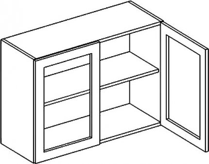 Horní kuchyňská skříňka PREMIUM de LUX W80W 2-dveřová, hruška/čiré sklo