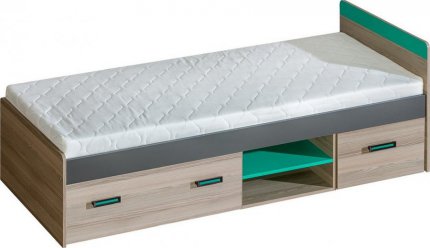 Dětská postel ULTTIMO U7 s úložným prostorem, jasan/zelená