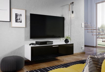 TV stolek ALABAMA bílá/černý lesk