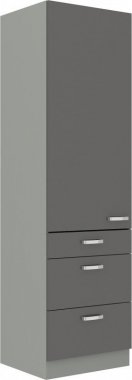 Kuchyňská skříň Garid 60 DKS 210 3S 1F šedý lesk/šedá