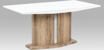 Jídelní stůl 160x90 cm, vysoký lesk bílý / Canyon Grey AT-2013 CAN