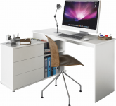 Rohový psací PC stůl TERINO univerzální, bílá