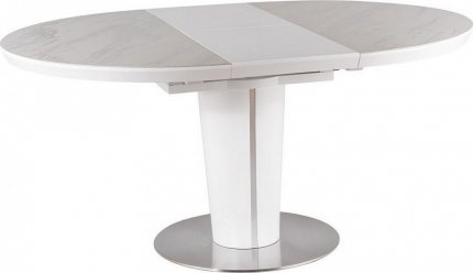 Rozkládací jídelní stůl ORBIT 120 kulatý, ceramic bílý mramor/bílý mat