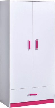 TRUFEL 1- Skříň šatní (Trafiko 1) - bílá/růžová (DO) (K150-Z)