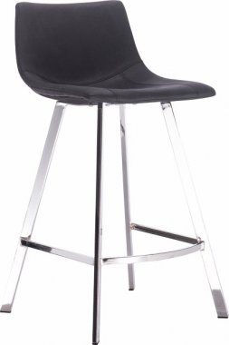 Barová židle, černá látka s efektem broušené kůže, Deron