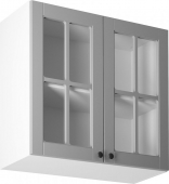 Horní kuchyňská skříňka LAYLA G80S, bílá/šedá mat/sklo