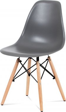 Plastová jídelní židle CT-758 GREY, šedá/masiv buk