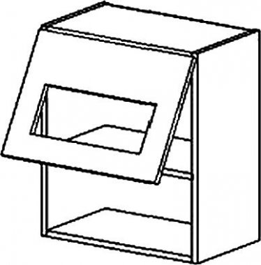 Horní kuchyňská skříňka CLAUDIE WS50/58 PD výklopná, picard/sklo