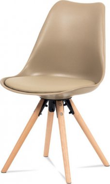 Jídelní židle CT-805 CAP, cappuccino plast+ekokůže, nohy masiv buk + rám černý kov