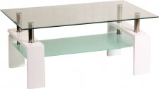 LISA BASIC - konferenční stolek bílá lesk MDF/sklo tvrzené/police mléčné sklo 60x45x100 (LISABB) (S) (K150-E)