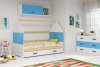 Dětská postel Dominik 80x160 s úložným prostorem, domeček, borovice/bílá