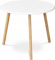 Stůl konferenční 60x60x50 cm,  MDF bílá deska,  nohy bambus přírodní odstín AF-1144 WT