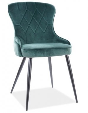 Designová jídelní židle PIKA velvet zelená/černý kov