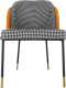 Designová jídelní židle KIRNA, černobílá vzor/camel ekokůže/černý kov