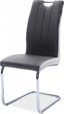 H-342 (H342SZ)- jídelní židle eco šedá/bílá až světle šedá /chrom- kolekce (S) - (K150-E)
