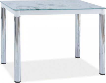 Jídelní stůl DAMAR II, bílé sklo/chrom