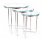 Kulatý konferenční stolek TRINITY set 3 kusů,  stříbrná/sklo