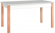ALBATROS 2 (ALBA 2) jídelní stůl rozkládací - deska +sokl Bílá (bíláborovice andersen) / nohy přírodní buk - kolekce "DRE" (K150-Z)