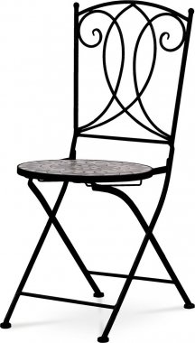 Zahradní židle JF2234, keramická mozaika/černý kov