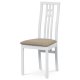Dřevěná jídelní židle BC-2482 WT, bílá/potah béžový