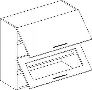 Horní kuchyňská skříňka POSNANIA W80SP výklopná, zebrano světné/sklo