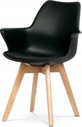 Židle jídelní, černá plastová skořepina, sedák ekokůže, nohy masiv přírodní buk CT-771 BK