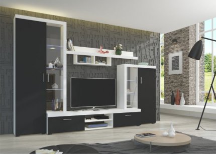 Obývací stěna, černá / bílá, LIBERTY