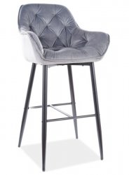 Barová židle BERI velvet šedá/černý kov