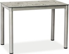 DAMAR (DAMARSZ) jídelní stůl 100X60 šedý /šedé nohy, tvrzené sklo s ornamentem (S) (K150-E)