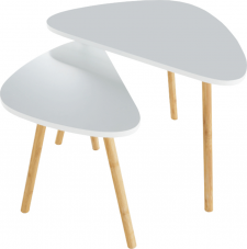 Oválný konferenční stolek BISMAK, set 2 kusů, bílá/přírodní