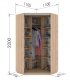 Rohová šatní skříň CORA 110 bílá/zrcadlo