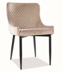 Designová jídelní židle COLIN B VELVET béžová/černý kov